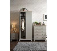 Lancaster 2 Dr Wardrobe, 4 Dw Chest and 2 Dw Bedside Chest Bedroom Furniture Set Grey
