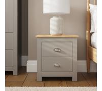 Lancaster 2 Drawer Bedside Cabinet End Table Lamp Table Bedroom Living Grey