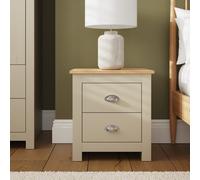 GFW Lancaster Two Drawer Bedside Table Cream, Cream