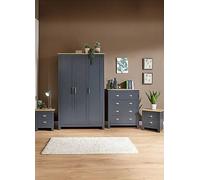 Lancaster 3 Dr Wardrobe, 4 Dw Chest and Two 2 Dw Bedside Chests Bedroom Furniture Set Cream