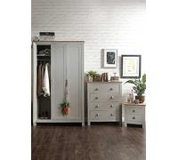 Lancaster 3 Dr Wardrobe, 4 Dw Chest and Two 2 Dw Bedside Chests Bedroom Furniture Set Cream
