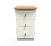Lancaster 3 Drawer Bedside Cabinet In Cream & Oak (Ready Assembled)