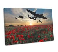 Lancaster Bomber Spitfire & Hurricane Poppy Sunset Canvas Wall Art Print