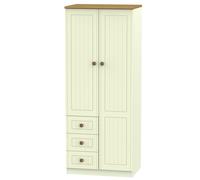 Lancaster Double Combi Wardrobe (Ready Assembled) Ready Assembled 2 U Cream One Size