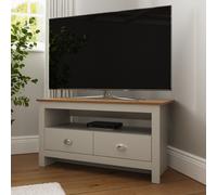 Lancaster Grey Oak Corner TV Stand 2 Drawer Cabinet Television Unit