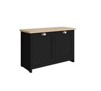 Lancaster Shoe Storage Black & Oak 2 Doors 4 Shelves