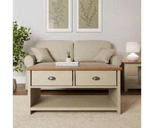 Lancaster Storage Coffee 2 Drawers & Undershelf Display Living Room Cream