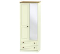 Lancaster Tall 2 Door 2drw Mirrored Wardrobe (Ready Assembled) Ready Assembled 2 U Cream One Size
