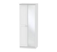 Lancaster Tall 2 Door Mirrored Wardrobe (Ready Assembled) Ready Assembled 2 U White One Size
