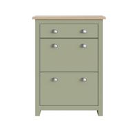Lancaster Tall Shoe Storage Green 2 Doors 4 Shelves 1 Drawer
