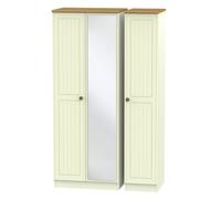 Lancaster Tall Triple Mirror Wardrobe (Ready Assembled) Ready Assembled 2 U Cream One Size