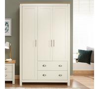 Lancaster Tall Wardrobe Cream 3 Doors 1 Shelf 2 Drawers