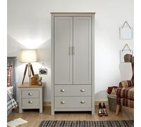 Lancaster Tall Wardrobe Grey 2 Doors 2 Drawers