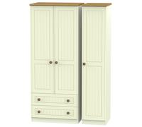 Lancaster Triple 2 Drawer Wardrobe (Ready Assembled) Ready Assembled 2 U Cream One Size
