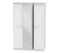 Lancaster Triple Mirror Wardrobe (Ready Assembled) Ready Assembled 2 U White One Size