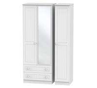 Lancaster Triple Mirror Wardrobe with 2 Drawers (Ready Assembled) Ready Assembled 2 U White One Size