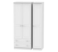 Lancaster Triple Wardrobe with 2 Drawers (Ready Assembled) Ready Assembled 2 U White One Size