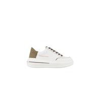 Lancaster Woman in white leather and heel in military green suede - female - Alexander Smith - Sneakers - White - 4 UK - Shoes 4 UK