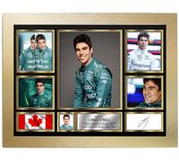 Lance Stroll Signed Autograph Photograph Display - Perfect for F1 Fans, A4 Poster + Gold Frame - Limited Edition Autograph Fan Gift - Collectible Memorabilia Merchandise