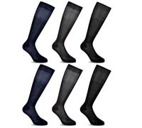LANCETTI - 12 Pairs of Classic Elegant Long Socks for Men in Fine Cotton Thread of Scotland - Various Colours Available, Midnight Blue, Black, Charcoal Grey, 42-44