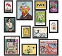 LANCHI95 12 Pcs Eclectic Wall Art Decor FRAMED, Eclectic Home Decor, Retro Maximalist Decor Aesthetic, Vintage Wall Art Prints, Colorful Boho Gallery Wall Prints for Bedroom Dorm