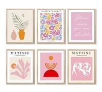 LANCHI95 6 Pcs Pink Wall Decor, Dorm Wall decor for Girls, Matisse Wall Art Prints, Flower Market Posters for Room Decor Aesthetic, Orange Posters for Room 8x10in (UNFRAMED)