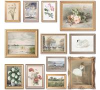LANCHI95 Vintage French Decor - Floral Pictures, French Wall Art Posters, Pictures Wall Decor, Moody Gallery Wall Art Landscape Painting For Bedroom (12PCS-UNFRAMED) (Vintage 7)