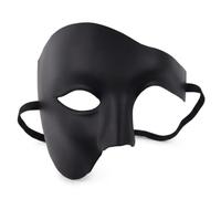 Lanchoo Mens Half Face Mask Black Masquerade Phantom Opera Style | Dark mysterious half face mask for men, eye cutout design, secure strap, black color, ideal for masquerade, Halloween