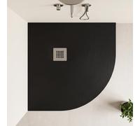 Lancia Black Cuttable Slate Effect Shower Tray - Anti Slip - Stone Resin (Quadrant 900mm x 900mm)
