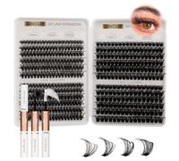 Lanciley Cluster Lashes 60D/80D/100D/150D 10-18mm Individual Eyelashes Kit Natural Lash Clusters Thick Eyelash Clusters Fake Lashes DIY Lash Extensions with Bond and Seal at Home-60-150D
