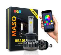 LanCo H7 LED Car Light Bulbs, 2PCS 80W 6000K Headlight RGB Colorful Lamp Bulbs, APP Control, IP65 Waterproof