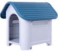 Lanco - Kennel for Small Dogs. Indoor and Outdoor use with vents. Resistant Material. 30x23x26 inches (L*W*H). Blue and White.
