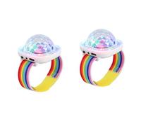 Lancoon 2 Pack Disco Ball Light, Mini Portable LED Night Strobe Watch Bracelet USB Charging Voice Control with Suction Cup for Children Party Car Dancing DJ Club (White)