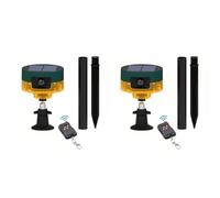 Lancoon 2 Pack Solar Motion Sensor Alarm Outdoor 360°Motion Detector Sensor Loud Siren LED Flashing Light IP55 Waterproof with Remote High Volume Voice Recording for Farm Home Barn Yard