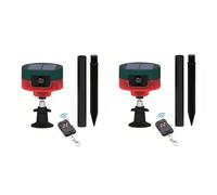 Lancoon 2 Pack Solar Motion Sensor Alarm Outdoor with Upgraded 360°Motion Detector Alarm 129db Loud Siren Flashing Strobe Light Warning Lamp with Remote Control for Yard Home Farm Barn