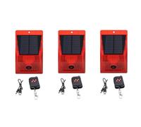 Lancoon 3 Pack Solar Alarm Repellent Strobe Light with Remote Control Motion Sensor Detector Outdoor Alarm 129db Sound Security Siren IP65 Waterproof Protected for Villa Barn Farm Yard