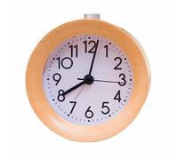 Lancoon Analog Wood Alarm Clock, Round Non Ticking Silent with Arabic Numerals Night Light Snooze Function Battery Operated Easy To Use for Desktop Bedroom Bedside (Yellow)
