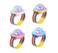 Lancoon Disco Ball Light, Wearable Mini Portable LED Lamp Night Strobe Watch Bracelet USB Charging Voice Control with Suction Cup for Kid Party Car Dance DJ Club Pack of 4(Pink, Blue, Yellow, White)