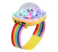 Lancoon Disco Ball Light, Wearable Mini Portable LED Lamp Night Strobe Watch Bracelet USB Charging Voice Controlled with Suction Cup for Kid Party Car Dancing DJ Club(Yellow)