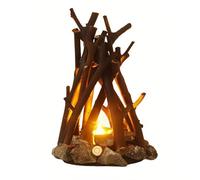 Lancoon Retro Bonfire Light with Campfire Effect Rechargeable LED Flame Lamp Tree Branch Shape 3 Modes Safety Indoor Outdoor for Tabletop Home Christmas Decoration