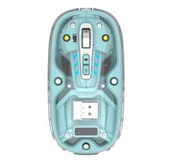 Lancoon Small Transparent Mouse with 2.4G Wireless Mute Button Cool Blue Light 3 Adjustable DPI Optical Sensor Rechargeable Design Magnetism Cover for Computer Gaming Home