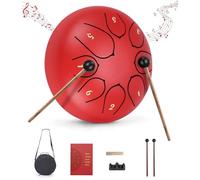 Lancoon Steel Tongue Drum with Musical Instrument 6 Inches 8 Notes Hand Pan Durable Soft Sound Rain Drum Non-Slip Easy to Play for Kids Yoga Meditation Entertainment