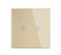 Lancoon Touch Light Switch, WiFi Smart Light Switch with LED Indicator for Home Office, Touch Sensitive Remote Control Voice Control Timing Function Neutral Wire Required (Gold, 2 Gang)