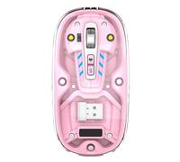 Lancoon Wireless Transparent Gaming Mouse with 2.4G Mute Button Cool Blue Light 3 Adjustable DPI Optical Sensor Rechargeable Design Magnetism Cover for Computer Home