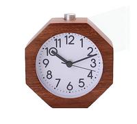 Lancoon Wood Analog Alarm Clock, 9CM Non-Ticking Quiet Silent with Arabic Numerals Wake Up Backlight Snooze Function Battery Operated for Bedroom Heavy Sleepers (Brown)