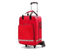 LANCOURT First Aid Kit Bag Rolling Medical Supplies Bag with Detachable Trolley, Nurse First Aid Backpack, for Outdoor Hiking, Backpacking, Camping, Traveling(Red)