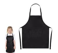 Lancry Kids Apron for Cooking, Unisex Apron With Adjustable Neck strap, Kitchen Aprons with Front Pocket for Girls Boys Baking Painting (Black, XL)