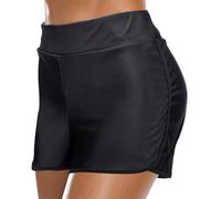 Lancry Swim Shorts Women Board Shorts Swimwear Bottoms (M, Black)
