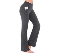 Lancry Wide Leg Trousers for Women, Stretch Flared Leggings with Pockets, High Waist Casual Bootcut Yoga Pants for Workout Dance 10 Grey