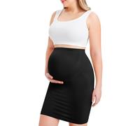 LANCS Seamless Maternity Pencil Skirt High Waisted Slip Skirt Pregnancy Shapewear Dress for Maternity Clothes, Black, L